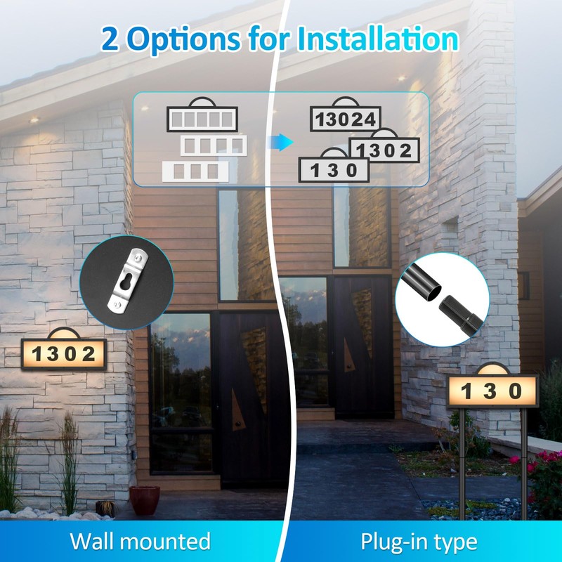 Solar Address Signs for Yard, Solar Powered Address Sign with