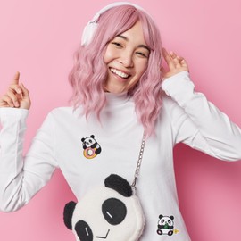 HEYTRCO 9PCS Cartoon Pandas Iron on Patches, Chinese Style Playful Cute Embroidered Iron on Badges for Clothes, Custom Applique for Kids, Hats, Jeans, Jackets, Bags, Backpacks, Dress