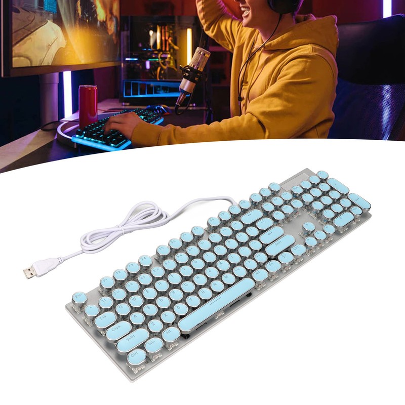 Blue Switch Mechanical Keyboard 104 Keys Backlight Ergonomic Retro Steampunk