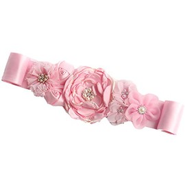 Flower Maternity Belly Satin Sash Baby Shower Dress Photography Prop Dress Belt