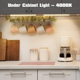 Under Cabinet Lights, 12 Inch Dimmable LED Under Cabinet Lighting, Natural White 4000K, Slim Under-Counter Light Fixtures with Memory Function, Under Counter Lights for Kitchen, Desk Light Bar