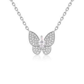 Evensee Women's Necklace 925 Silver, Chains with Life Symbols Pendant, White Gold Necklace Gifts for Women and Girls, Sterling Silver, Cubic Zirconia