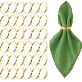 FrostyFlair Napkin Rings Gold, 20 Pieces Exquisite Round Napkin Ring Clasps, Napkin Ring for Family Dinners, Weddings & Holiday Parties