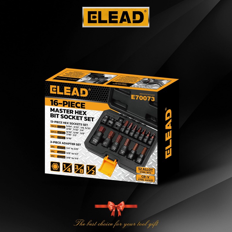 16-Piece SAE Hex Bit Impact Socket Set - Premium S2