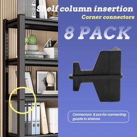 Terixe Post Inserts Connectors - PP Plastic, Injection Molded, Sturdy Support - Black, 8 Post Corner Connectors, Compatible with Whalen and Costco 5 Shelf Shelving Unit