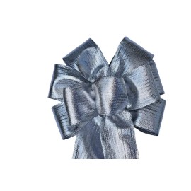 Handmade Small 5-6" Shiny Metallic Silver Wired Wreath Bow- Christmas - Handmade