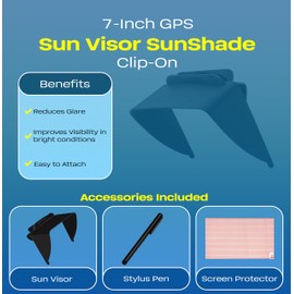 Ramtech 7 Inch GPS Visor Sun Shade with Bonus Stylus Pen & Screen Protector, Compatible with RM IntelliRoute TND 700 710 720 LM 730 LM, TND 740 750, VSC7