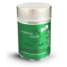 Matcha Green Tea Powder Organic - Japanese Premium All-purpose Cafe Grade - Uji, Kyoto Japan - Energy, Antioxidants - Best for Lattes, Cold Brew, Smoothies, Baking - Matcha Moon - Value Size 100g Tin