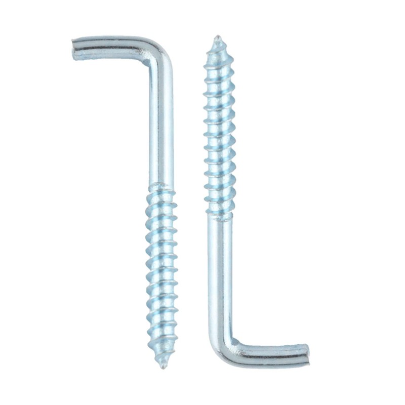 WELWIK 10pcs Screw Hook L-Shaped Hook Carbon Steel Self-Tapping Right