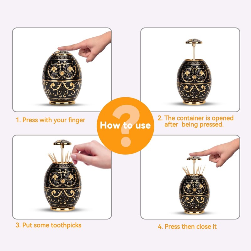 Toothpick Holder, Retro Toothpick Dispenser Automatic Pop Up Toothpick Box