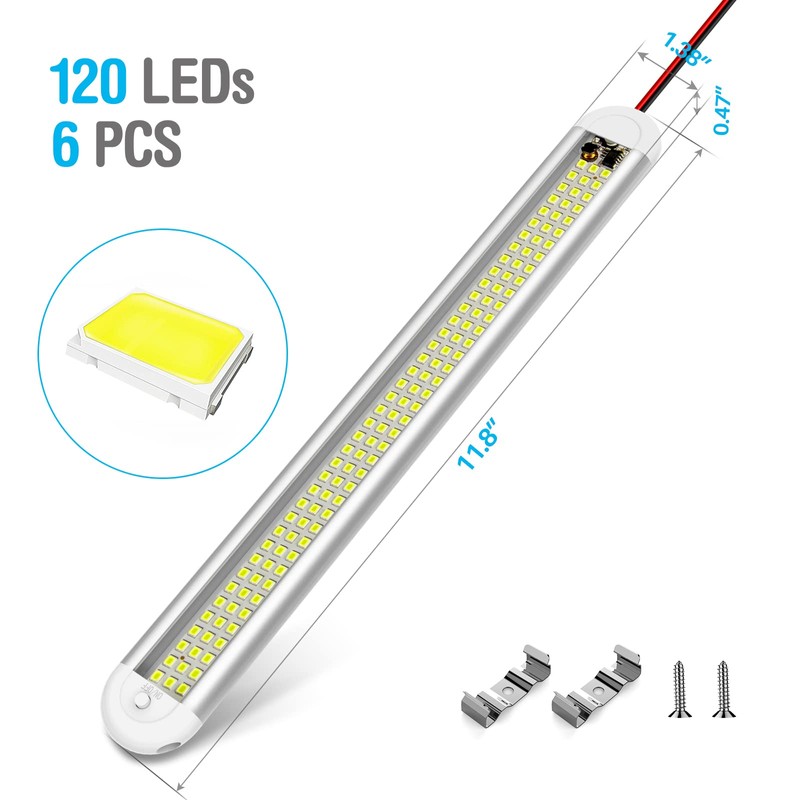 CT CAPETRONIX 12v LED Interior Light Bar, 120LEDs 1500LM 8W