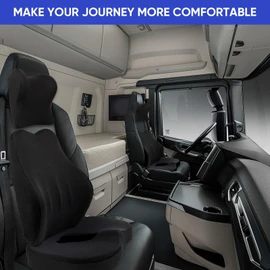 MINUPWELL Truck Seat Cushion, 3PC 100% Memory Foam Seat Cushion for Truck Driver, with Back Support, Semi Truck Accessories for Men Seat - 18x14.5x3.5in, Lumbar Cushion-16.5x15.4x5