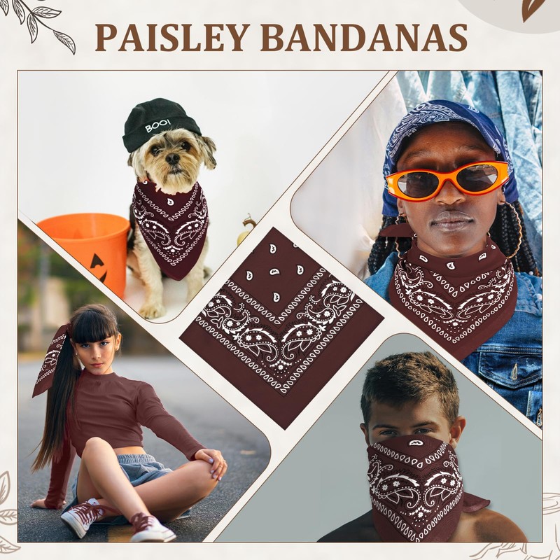 PJPSAA - Paquete de 12 bandanas unisex de cachemira, vaquero,