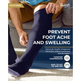 Pembrook 3 Pairs Plus Size Compression Socks Wide Calf, Graduated Wide Calf Knee High Socks for Men, Plus Size Knee Socks, Extra Wide Calf Compression Socks, Black, Tan, Navy