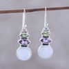 NOVICA Artisan Handmade Multigemstone Dangle Earrings from India Sterling Silver