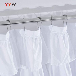 YYW Shower Curtain White Shower Curtains with Curtain Hooks Waterproof Wet Room Bathroom Curtains Fabric Extra Long Shower Curtain Liner, Washable & Easy to Clean, 180 x 180cm