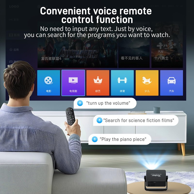 [Auto Keystone & Electric Focus] Yinker Mini Projector with Dual