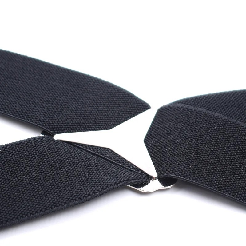 Adjustable 4-Clip Elastic X-Back Suspenders, 3.5 cm Wide Polyester Braces