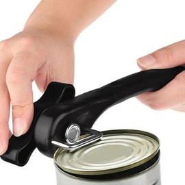 GUOYOU Tin Opener, Manual Can Opener, Can Openers That Work with Non-Slip Handle and Ergonomic Large Turning Knob, Smooth Edge, Heavy Duty Tin Openers for Arthritis Hands, Perfect Kitchen Tool, Black