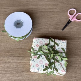 BASOKAN Grass Olive Green Leaves Leaf Ribbon Trim Rope - 20 Yards - for Garland DIY Crafts and Party Wedding Home Decorations