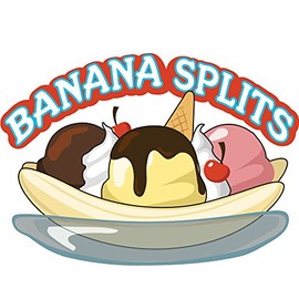 Banana Splits 48" Concession Decal Sign cart Trailer Stand Sticker Equipment