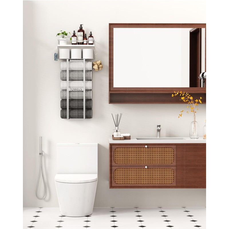 Towel Racks for Bathroom - Wall Mounted Metal Rack with