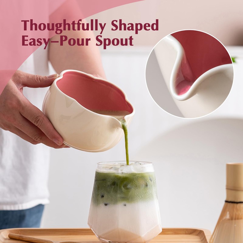 ChaseWind Matcha Whisk Set, 8Pcs Floral Ceramic Matcha Set with