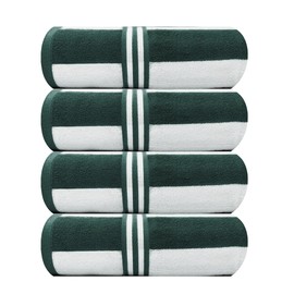 Organix Cabana Striped Beach Towel 36"x72", Large Highly Absorbent Pool Towels, 100% Cotton Beach, Bathroom and Pool Towels 4 Pack, Adult Luxury Beach Towels, Quick Dry Lightweight- Bottle Green