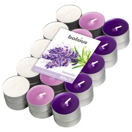 Bolsius Tealights Lavender Scented Multi Coloured 4hr Pack 30, Wax, One Size, 101826944477
