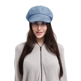 EOZY Ladies Baker Boy Newsboy Cabbie Cap Women’s Vintage Visor Beret Flat Cap for Outdoor Driving Casual Blue