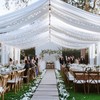 6Panels White Wedding Drapes for Ceiling, 5ftx30ft Wrinkle Free Tent