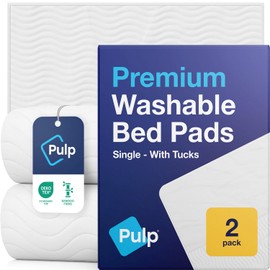 2 x PULP Premium Bamboo Washable Incontinence Bed Pads With Tucks | For Single Beds | Maximum Absorbency Leakproof Kylie Sheets | Reusable Waterproof Bed Wetting Sheets For Adults, Children & Babies