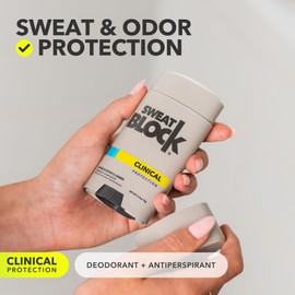 SweatBlock Clinical Strength Deodorant and Antiperspirant for Men and Women Sandalwood & Amber Scent 48 Hour Protection Against Sweat & Odor Ideal for Active Lifestyles and Daily Use