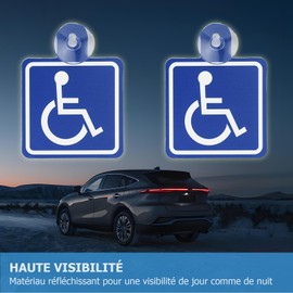 Ancable Behindertenaufkleber für Autos, mit Saugnapf, 2er-Pack, 10x10 cm, für den Innenbereich, leicht abnehmbar, geeignet für Auto, LKW, Kleintransporter