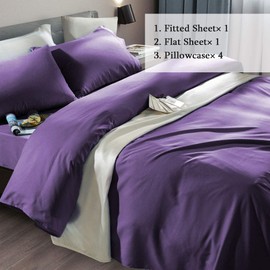 SONORO KATE Bed Sheet Set Super Soft Microfiber 1800 Thread Count Luxury Egyptian Sheets Fit 18 - 24 Inch Deep Pocket Mattress Wrinkle and Hypoallergenic-6 Piece (Purple, California King)