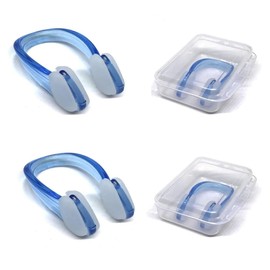 2 Nose Congestion Swimming Equipment, Waterproof Swimming Nose Scissors, Nose Congestion for Beginners Swimming, Made of Silica Gel, Reusable for Men and Women, Includes Box (Blue)