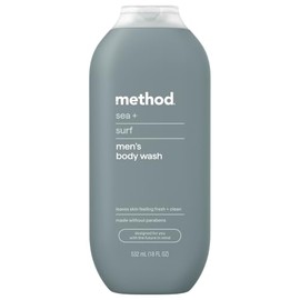 Method Men Body Wash, Sea + Surf, Paraben and Phthalate Free, 18 fl oz (Pack of 1), Energizing clean for active men