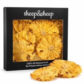 SHEEP&SHEEP Dehydrated Pineapple Slices | Dried Pineapple Flower Rings | 100% Natural Edible Pine-apple Fllower | No Sugar Added, Non-GMO Gluten Free Healthy Dried Fruit Snack for Baking,Snacking,Cakes,Cooking,Cocktail Garnish Decor,Resealable Bulk Pack|