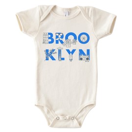 MAPTOTE Font One Piece - Unisex Baby Organic Cotton Short Sleeve Bodysuits - Brooklyn, 6-12 Months