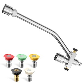 ZIVAJA Foam Cannon Dual-Connector Accessory,1/4" Quick Connect Dual Pressure Washer Nozzle,with 5 Pressure Washer Nozzle,Dual Lance Pressure Washer Wand for Foam Cannon & Soap Cannon