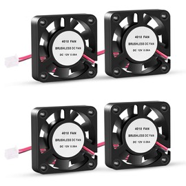 UMLIFE 4PCS 3D Printer Cooling Fan 40mmx40mmx10mm Oil Bearing Blower Fan DC 12V Brushless Cooling Fan with 2 Pin Terminal for Hotend Extruder Heatsinks Makerbot MK7 MK8 CPU Chip (12V 0.08A)