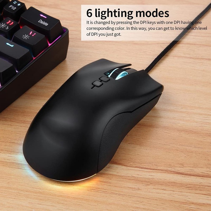 Gaming Mouse Ergonomic Design RGB Backlit USB Wired Plug and
