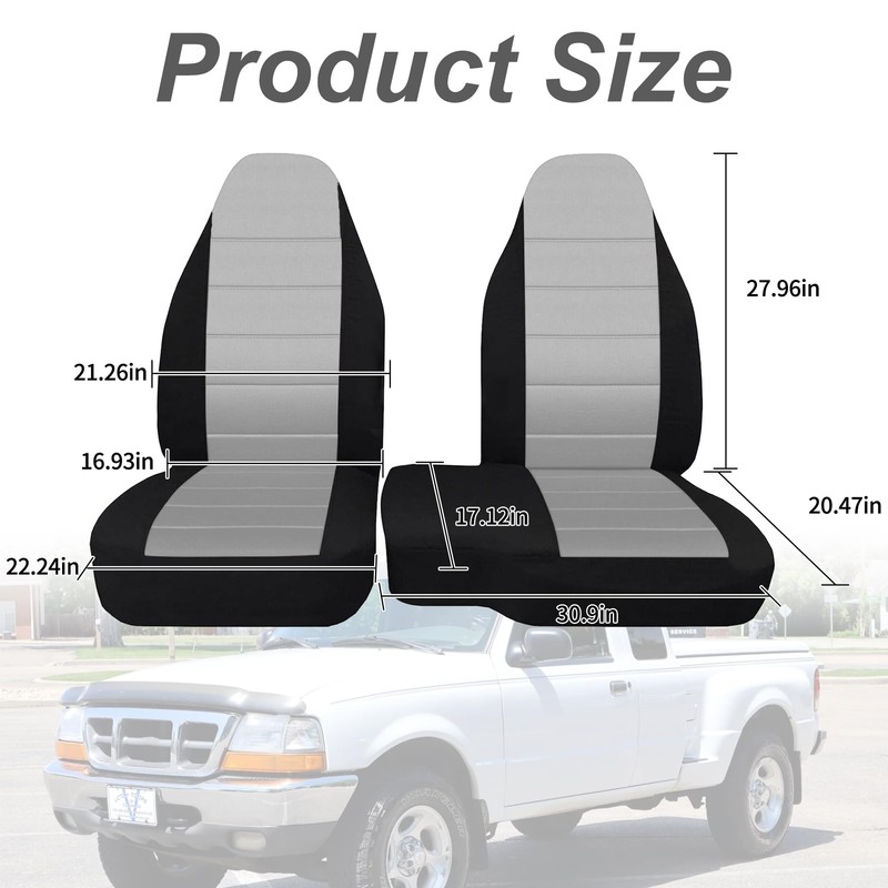 Fioqe 2PCS Front 60/40 Cloth High Back Bench Seat Cover
