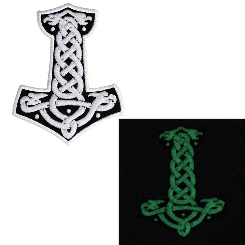 Mjolnir Nordic Thor's Hammer Glow in the Dark Iron/Sewn Embroidery