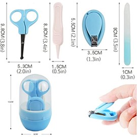 Transparent Lid Baby Nail Kit, 4-in-1 Baby Nail Care Set, with Baby Nail Clippers,Scissor,Nail File&Tweezer,Baby Nail Care Kit for Newborn,Infant or Toddler (Blue)