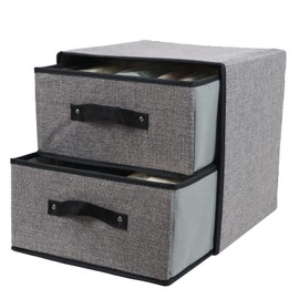 Linen Closet Organizer and Storage, Fabric Storage Drawer Organizer with 2 Drawers for Underwear, Sock, Bra, Small Items, 121212 INCH (Gray)