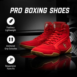 Hayabusa Pro Boxing Shoes for Men & Women - Red, 6