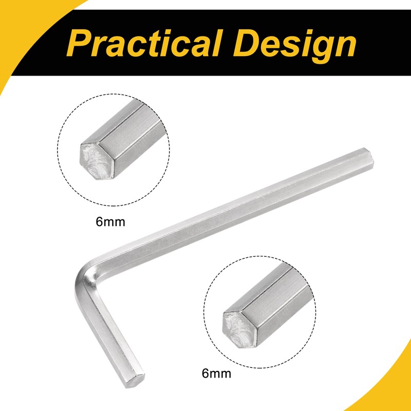 WorkBless 2 Pcs 6mm Hex Key Wrench l Shaped CR-V