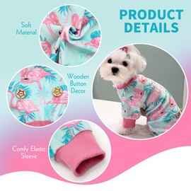 KYEESE Dog Pajamas Soft Dogs Clothes Pet Coat Velvet Dog Pajamas Small Sized Dogs Comfy Doggie Jammies Onesie Stretchy Doggie Pjs Pet Costume with Flamingo Pattern, Small