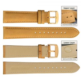 WOCCI Vintage Leather Watch Straps with Clasp Gold, Replacement Strap for Men and Women, Watch Strap 14 mm, 15 mm, 16 mm, 17 mm, 18 mm, 19 mm, 20 mm, 21 mm, 22 mm, 23 mm, 24 mm, Leather